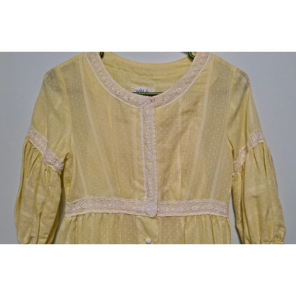 Vintage Yellow Two‎ Piece Jr's Lounge Craft Full Lenth Dress 70's Boho